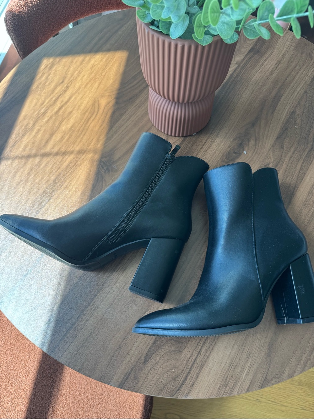 Classic Black Ankle Booties with Block Heel - Brand